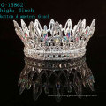 Vente en gros de la nouvelle couronne de strass rhinestone roi tiare pleine couronne circulaire